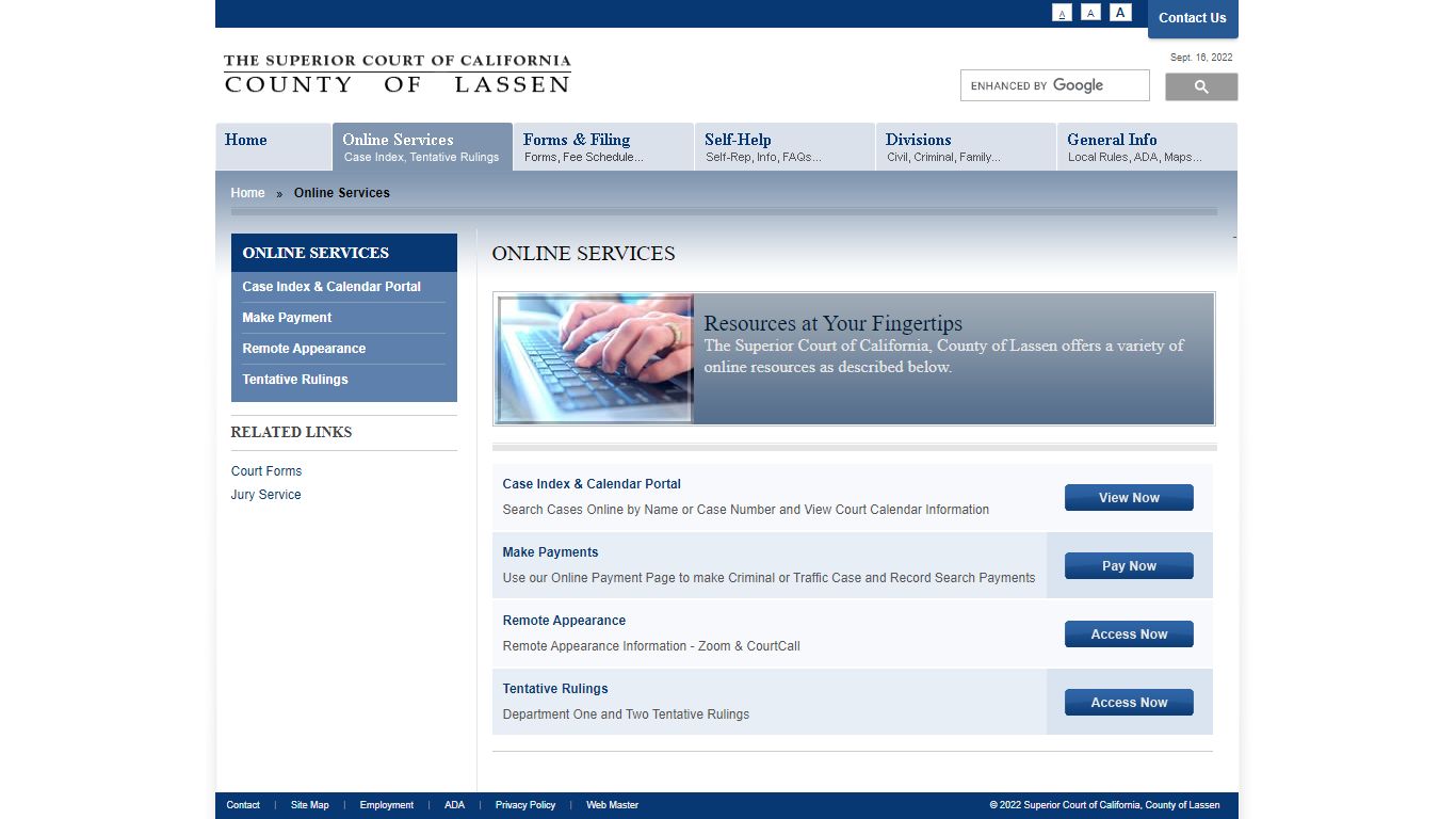 Lassen Superior Court | Online Services - California